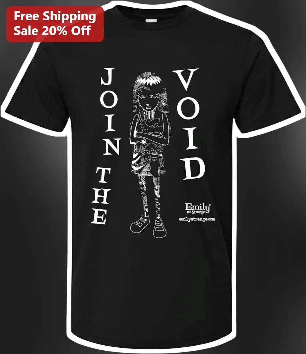 Join The Void Emily The Strange Graphic Tee Gothic Alternative Y2K Aesthetic Shirt