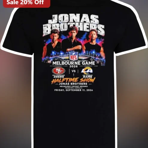 Jonas Brothers NFL Melbourne Game Halftime Show Tee San Francisco 49ers vs Los Angeles Rams 2026