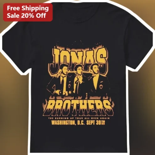 Jonas Brothers The Burning Up Tour All Over Again Vintage Graphic Tee