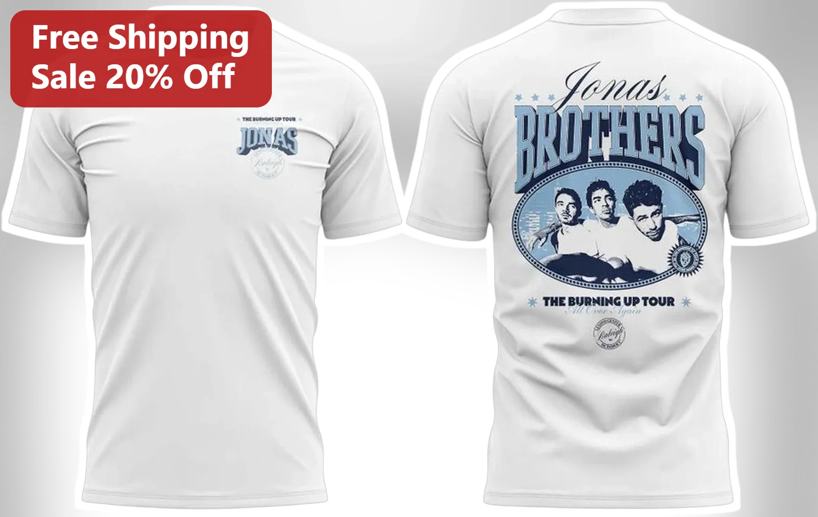 Jonas Brothers The Burning Up Tour Vintage Graphic Tee Pop Rock Band Merch Gift