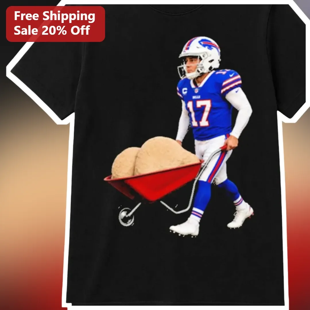 Josh Allen Funny Hay Pushing Buffalo Bills NFL Fan Graphic Tee