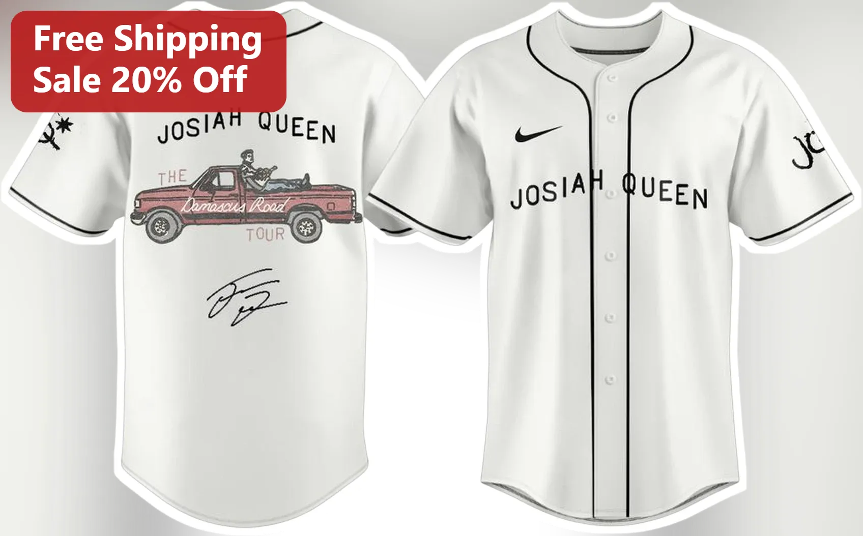 Josiah Queen The Damascus Road Tour Baseball Jersey Christian Music Fan Merch