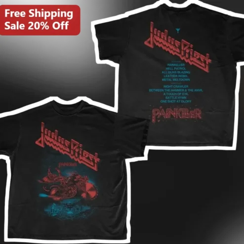 Judas Priest Painkiller Album Cover Art Graphic Tee Heavy Metal Band Shirt