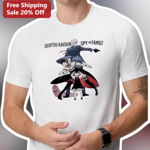 Jujutsu Kaisen Spy x Family Anime Crossover Tee Gojo Satoru Anya Forger Gift