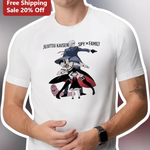 Jujutsu Kaisen Spy x Family Crossover Anime Tee Gojo Satoru Anya Forger Graphic Shirt