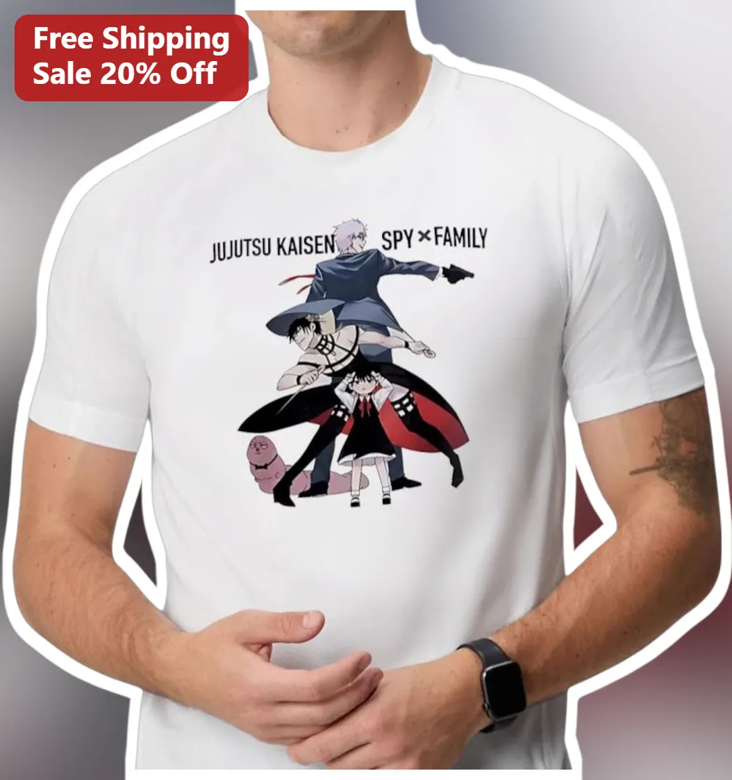 Jujutsu Kaisen Spy x Family Crossover Anime Tee Gojo Satoru Anya Forger Graphic Shirt