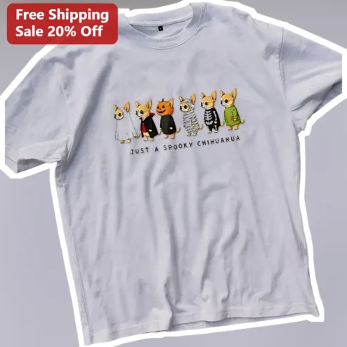 Just A Spooky Chihuahua Tee Halloween Dog Costume Graphic Shirt Gift for Women Men