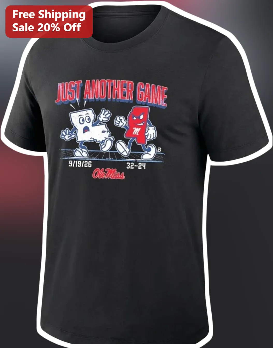 Just Another Game Ole Miss Rebels Vintage Mascot Graphic Tee College Football Fan Gear