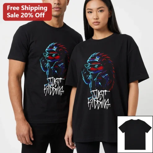 Just Kidding Hedgehog Tee, Funny Pixel Sunglasses Streetwear Animal Graphic Tee for Men Women