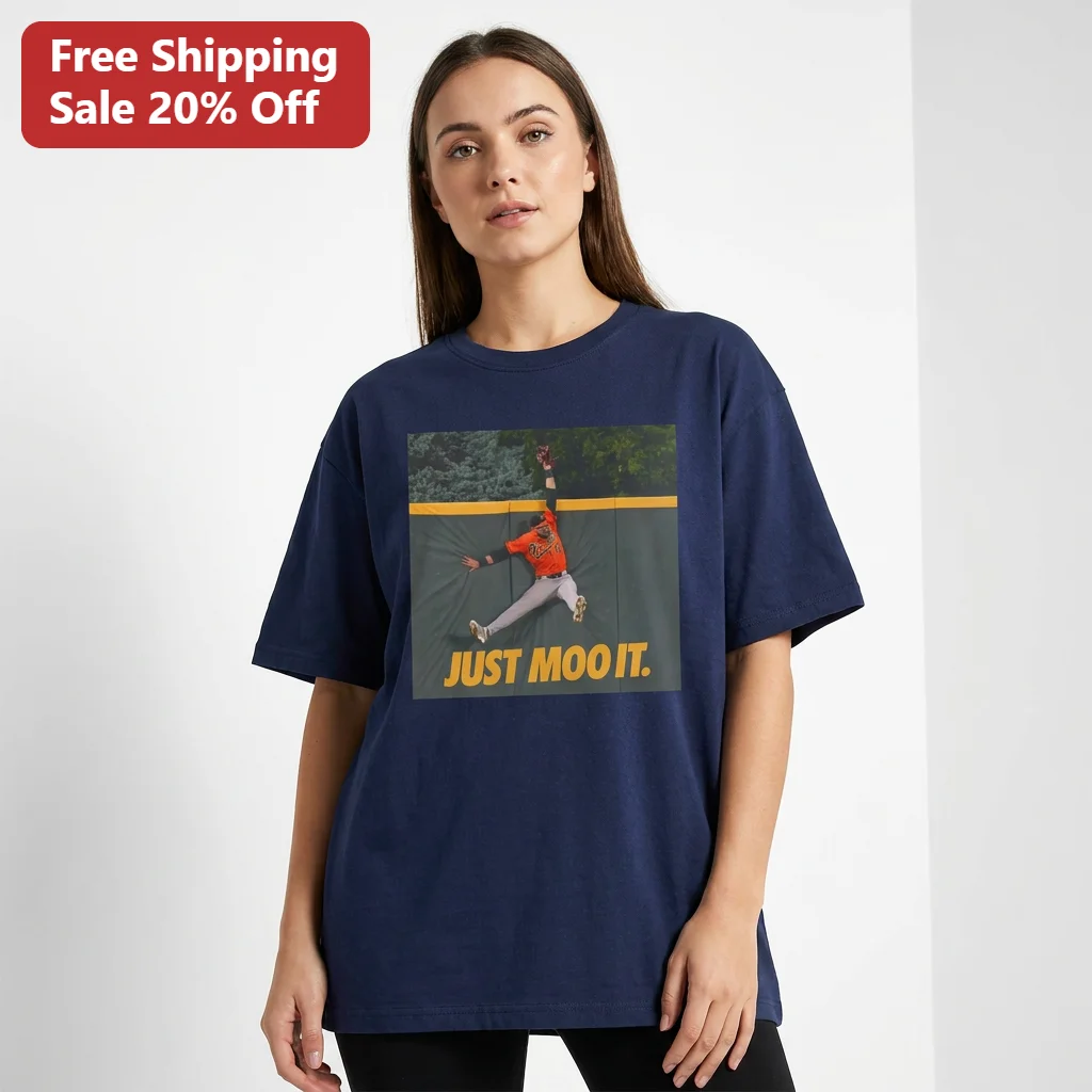 Just Moo It Colton Cowser Catch Tee, Baltimore Orioles Baseball Meme Shirt Gift for MLB Fans
