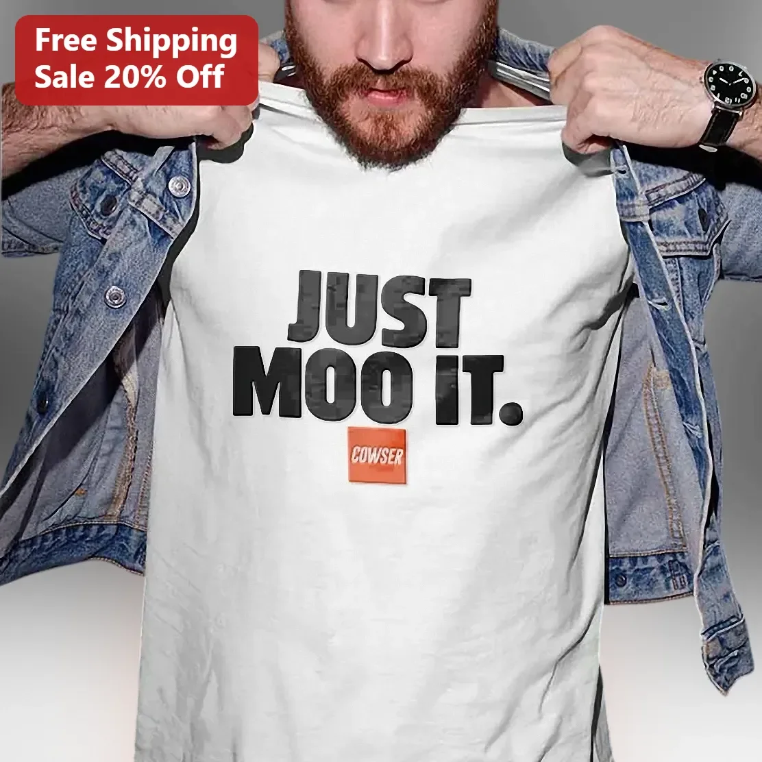 Just Moo It Funny Cow Pun Graphic Tee for Farmers and Animal Lovers