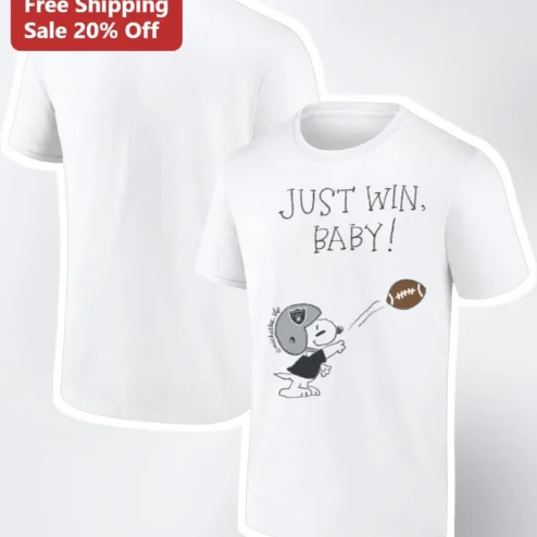 Just Win Baby Snoopy Football Tee Vintage Peanuts Cartoon Graphic Shirt for Sports Fans