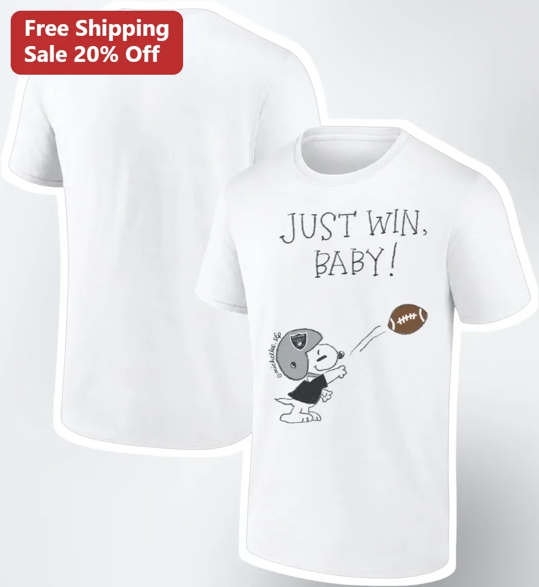Just Win Baby Snoopy Football Tee Vintage Peanuts Cartoon Graphic Shirt for Sports Fans