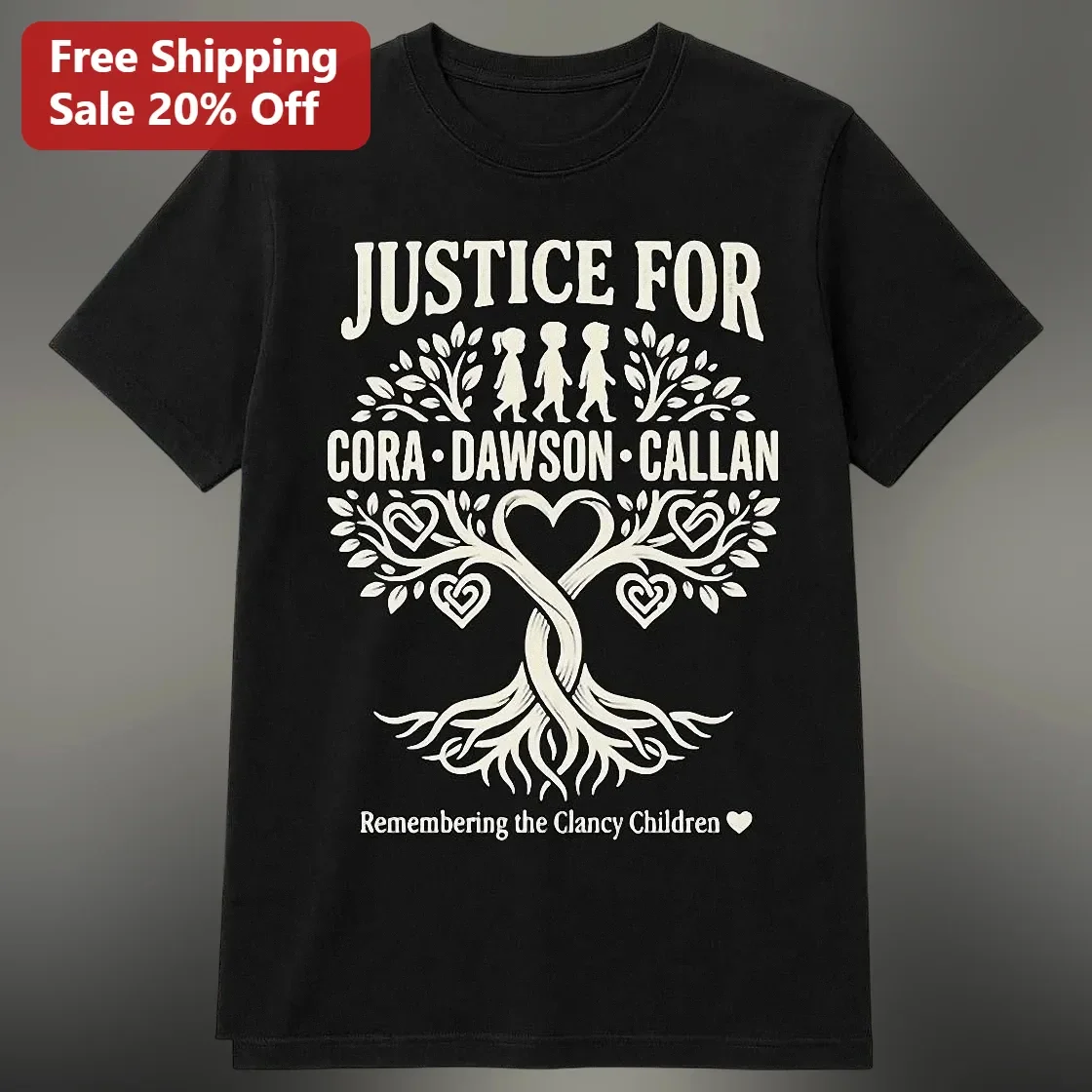 JUSTICE FOR Remembering the Clancy Children Memorial Tee Advocacy Awareness Gift