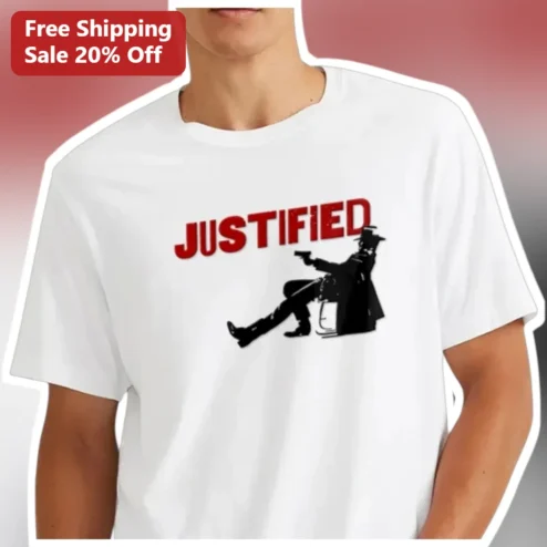 Justified Noir Western Gunfighter Silhouette Graphic Tee for Men and Women
