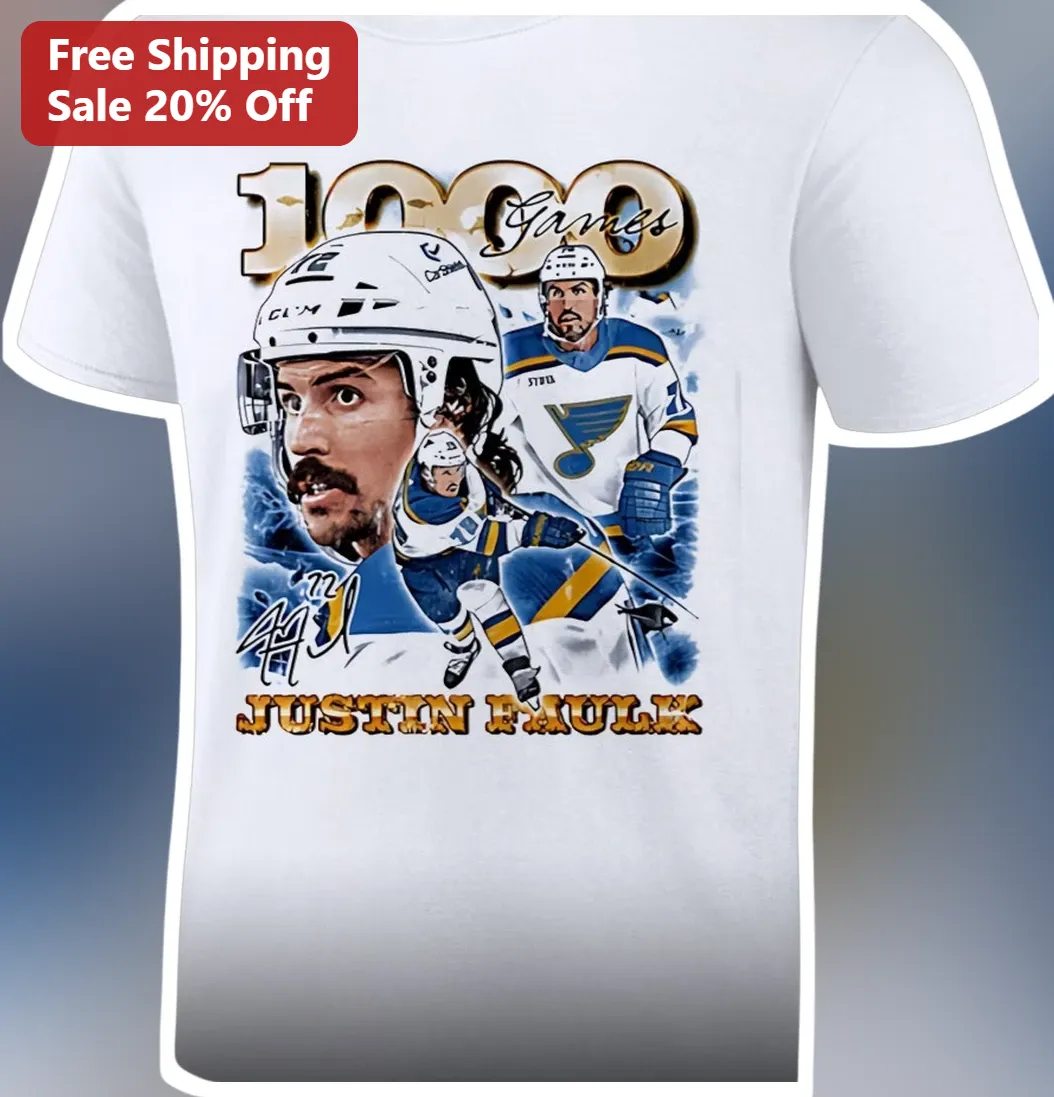 Justin Faulk Games NHL Milestone Commemorative Tee for Hockey Fans