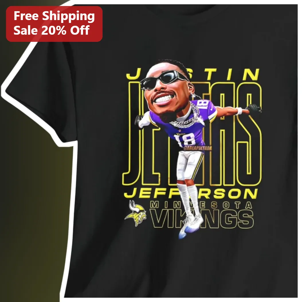 Justin Jefferson Minnesota Vikings Wide Receiver Number 18 Graphic Tee NFL Fan Gift
