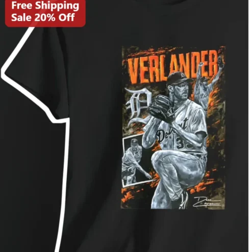 Justin Verlander Detroit Tigers Pitcher Graphic Tee Baseball Fan Gift