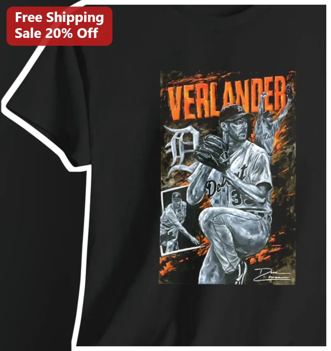 Justin Verlander Detroit Tigers Pitcher Graphic Tee Baseball Fan Gift