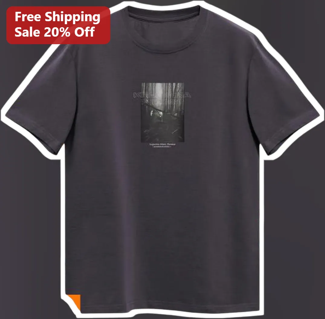 K Forest Graphic Tee Black Initial K Woodland Nature Grunge Aesthetic Shirt for Men Women