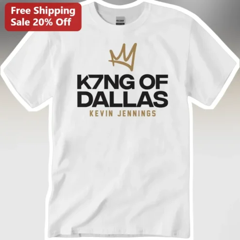 K7NG OF DALLAS Tee Kevin Jennings Fan Apparel White Graphic T-Shirt