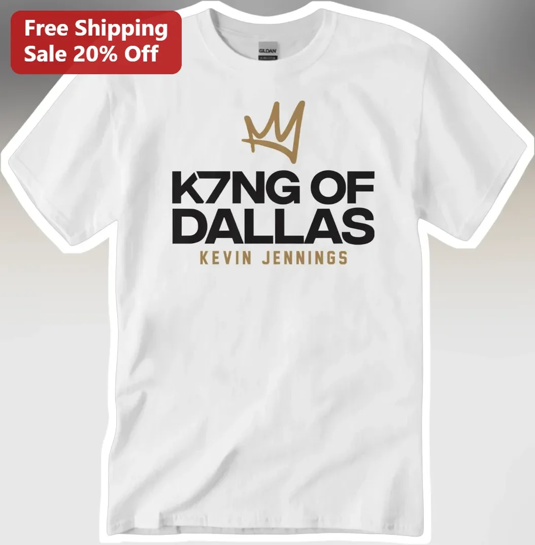 K7NG OF DALLAS Tee Kevin Jennings Fan Apparel White Graphic T-Shirt