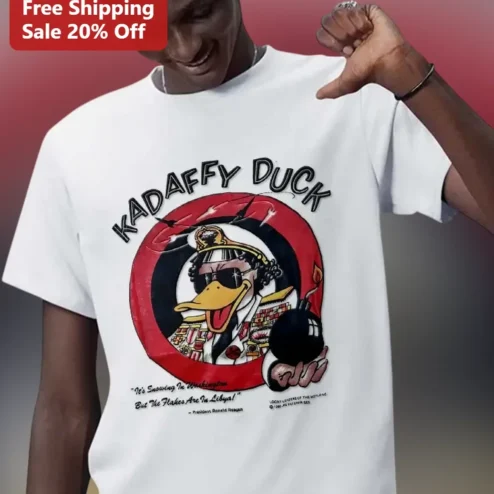 Kadaffy Duck Gaddafi Duck Vintage 80s Political Satire Graphic Tee