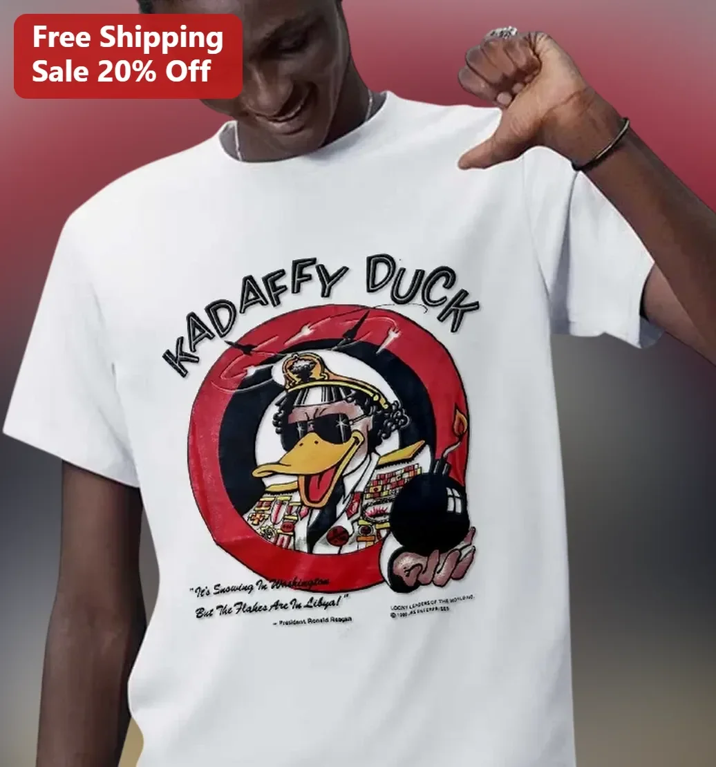 Kadaffy Duck Gaddafi Duck Vintage 80s Political Satire Graphic Tee