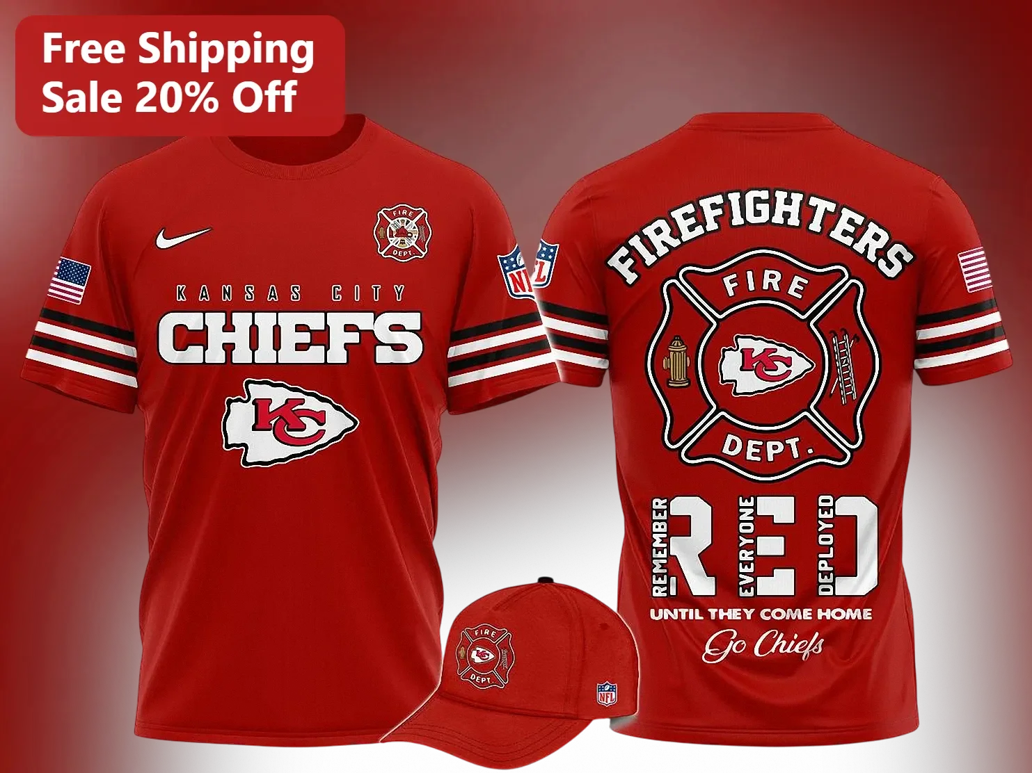 Kansas City Chiefs Firefighters Tee Remember Everyone Deployed Go Chiefs Fan Gift