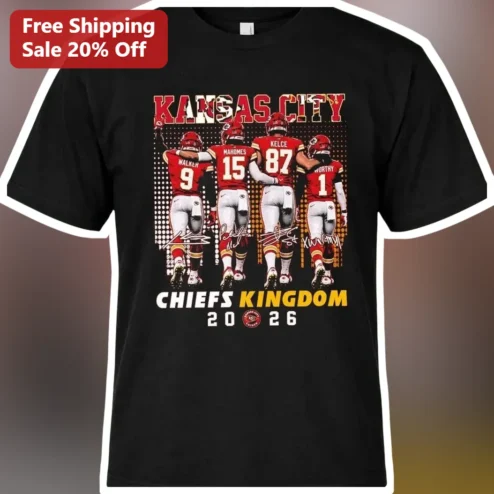 Kansas City Chiefs Kingdom 2026 Patrick Mahomes Travis Kelce Signature Graphic Tee