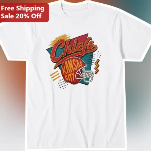 Kansas City Chiefs Vintage Retro Football Helmet Graphic Tee for Men Women NFL Fans