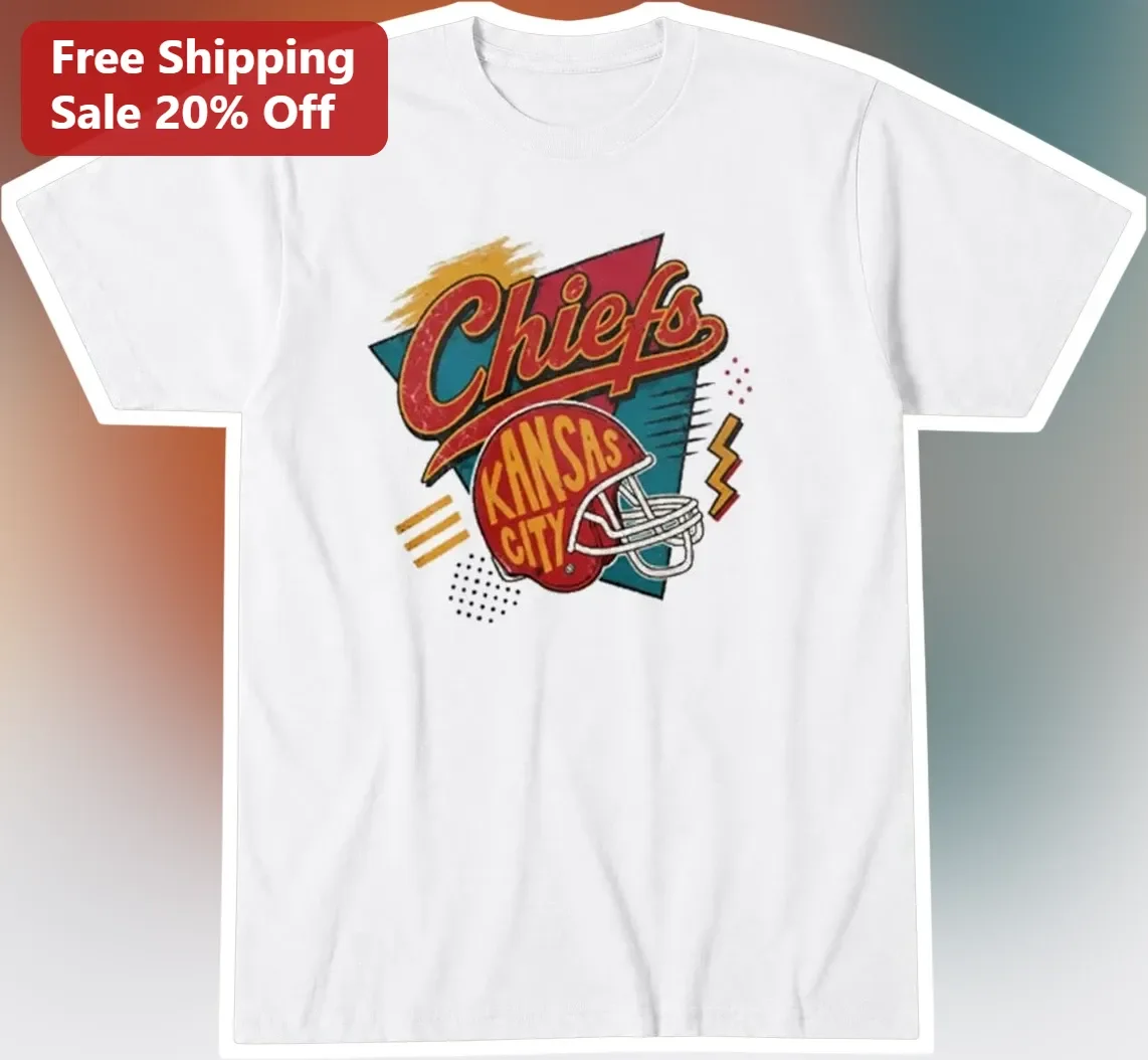 Kansas City Chiefs Vintage Retro Football Helmet Graphic Tee for Men Women NFL Fans
