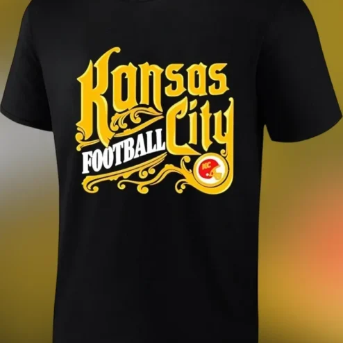 Kansas City Football Tee Vintage Western Typography Black Shirt for Men Women Fans