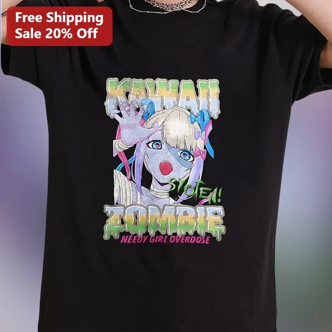 Kawaii Zombie Needy Girl Overdose Graphic Tee KAngel Anime Gamer Gift