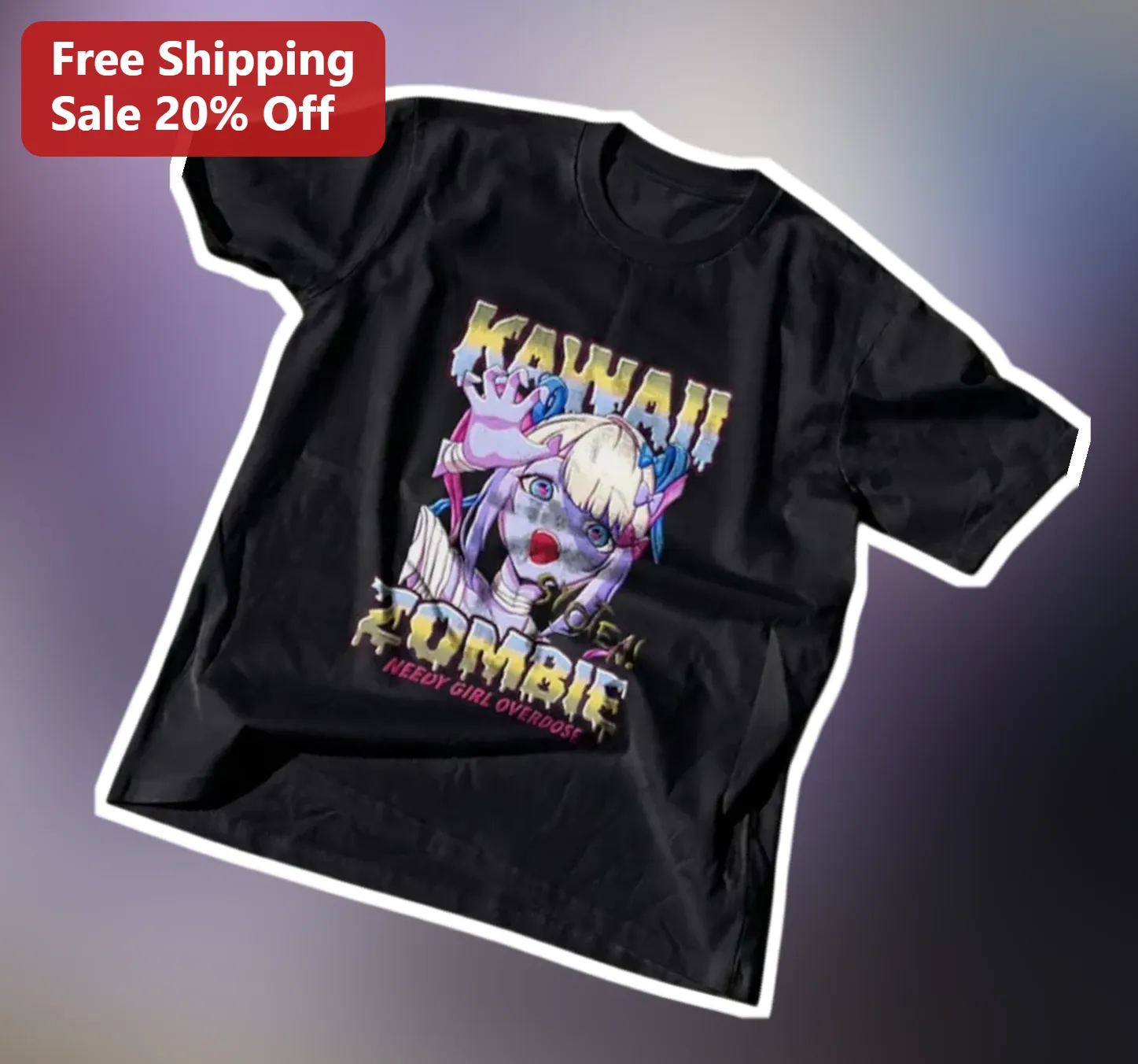 Kawaii Zombie Needy Girl Overdose Tee Cute Horror Anime Gamer Gift