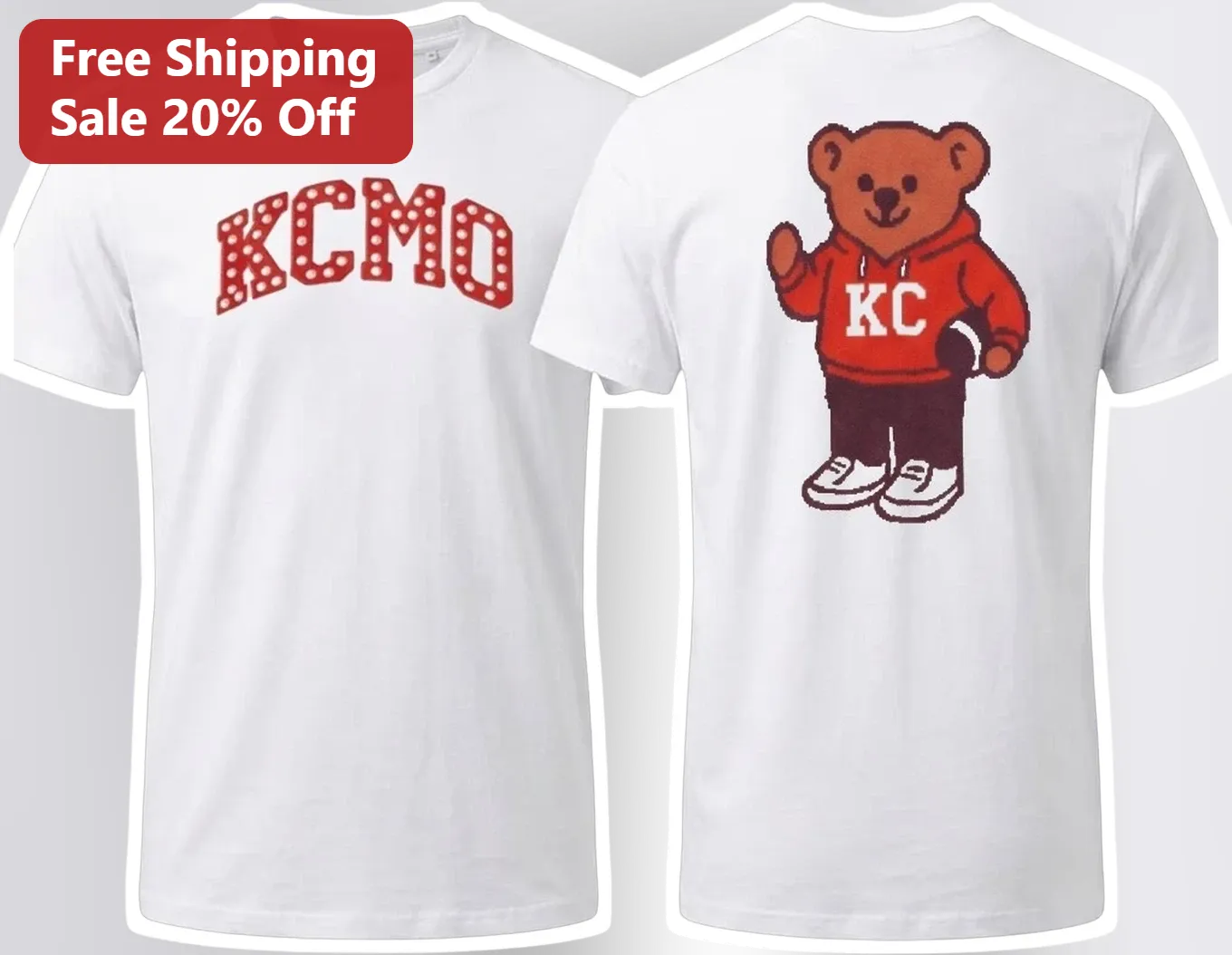 KCMO Tee Kansas City Pixel Art Bear Football Fan Vintage Collegiate Graphic T-Shirt