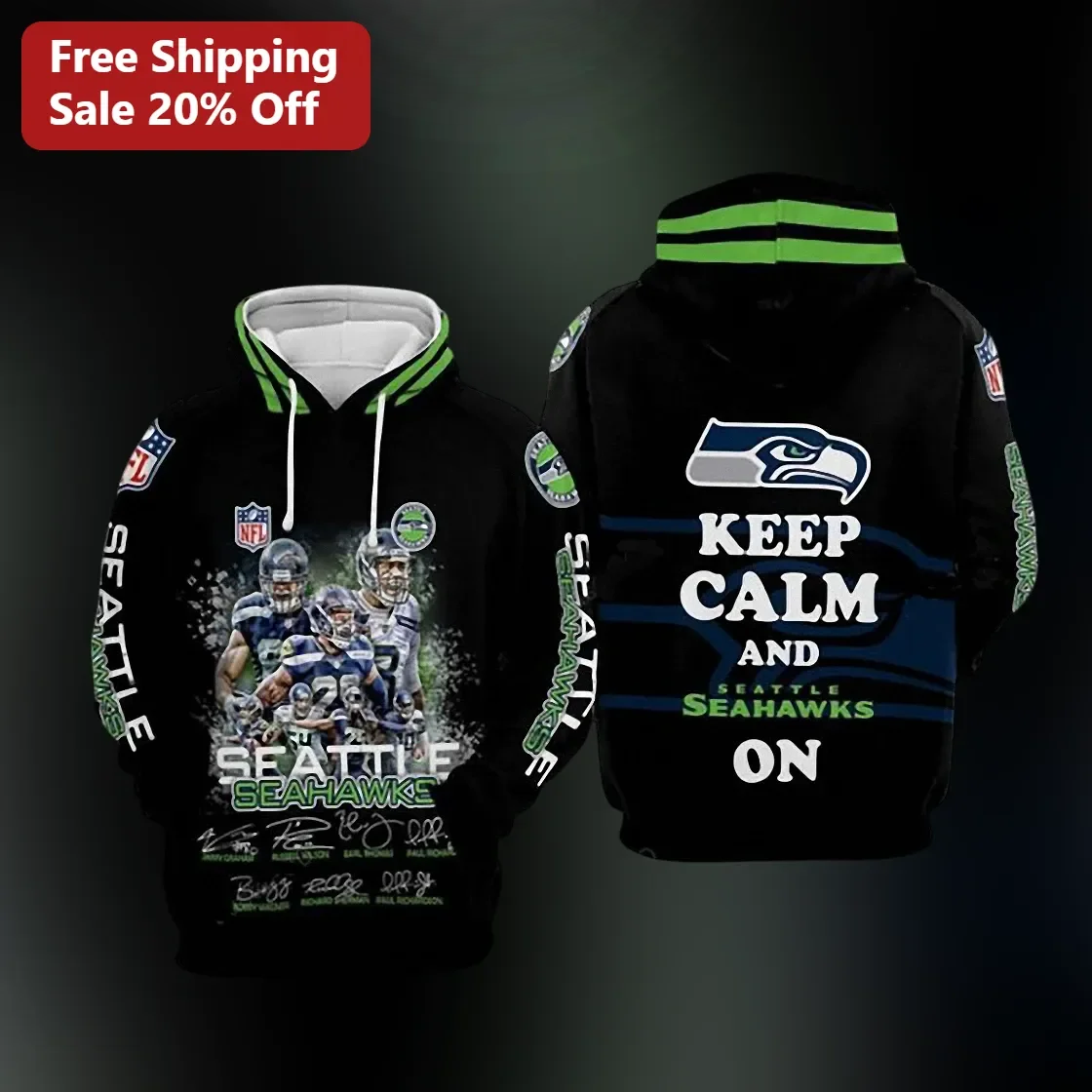 Keep Calm and On Seattle Seahawks Hoodie