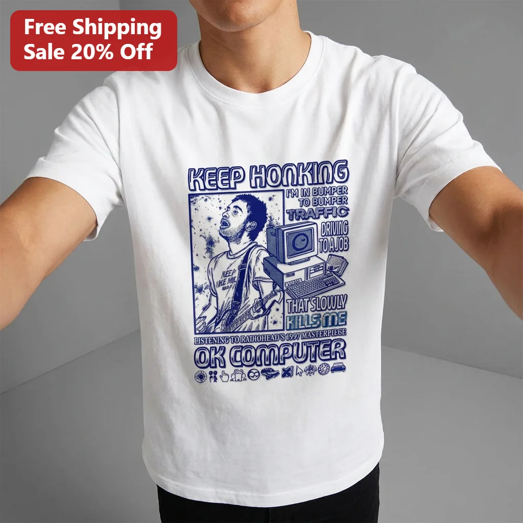 Keep Honking I'm Listening To Radiohead's 1997 Masterpiece OK Computer Tee, Thom Yorke Y2K Bootleg 90s Alt Rock Fan Gift