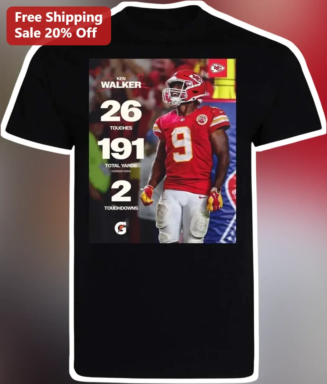 Kenneth Walker III Kansas City Chiefs Stats Graphic Tee