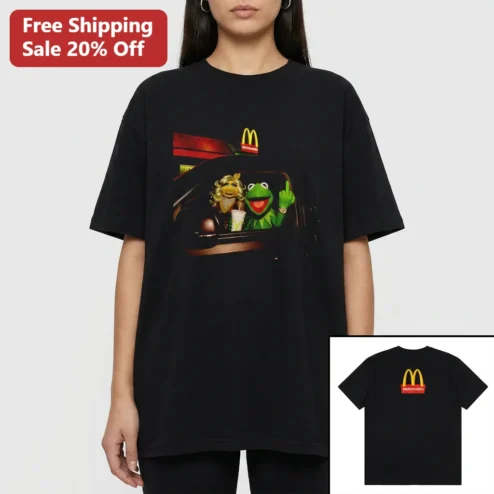 Kermit the Frog Miss Piggy Late Night Fast Food Tee Vintage Funny Drive Thru Meme Graphic Shirt
