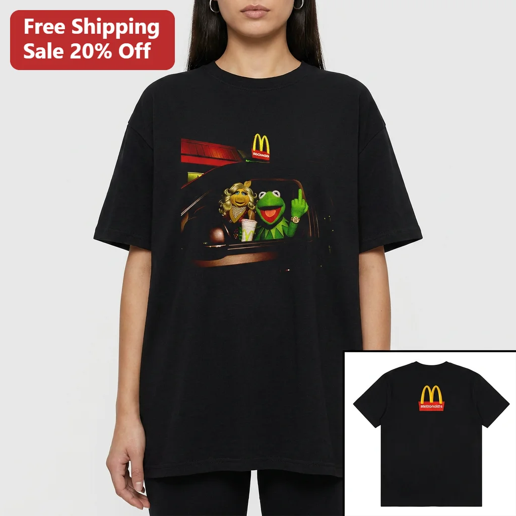 Kermit the Frog Miss Piggy Late Night Fast Food Tee Vintage Funny Drive Thru Meme Graphic Shirt