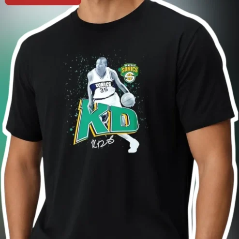 Kevin Durant KD Seattle SuperSonics Retro Basketball Graphic Tee for Men Women NBA Fans