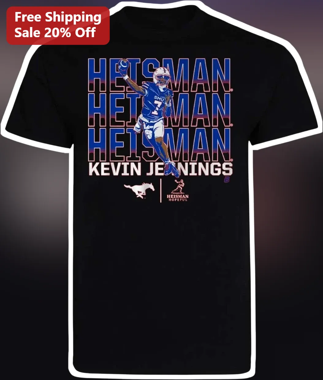 Kevin Jennings Heisman SMU Mustangs Football Fan Tee