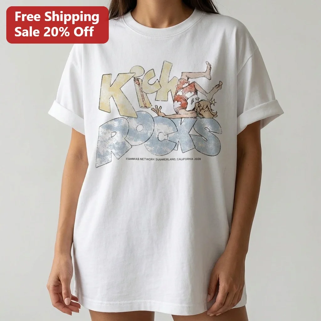 Kick Rocks Tee Retro Cartoon Graphic T-Shirt Funny Vintage Style Gift for Men Women