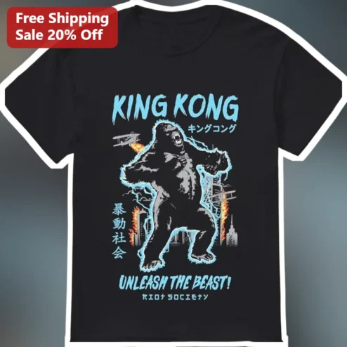 King Kong Unleash The Beast Graphic Tee Vintage Monster Movie Shirt