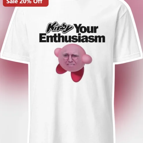 Kirby Your Enthusiasm Larry David Parody Graphic Tee for Gamers and Comedy Fans