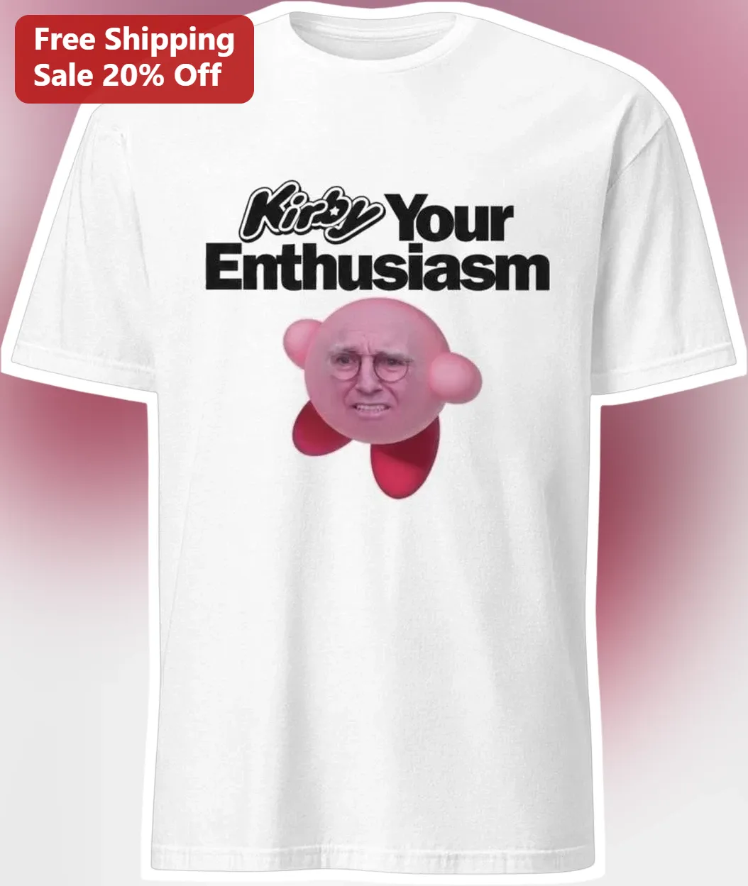 Kirby Your Enthusiasm Larry David Parody Graphic Tee for Gamers and Comedy Fans