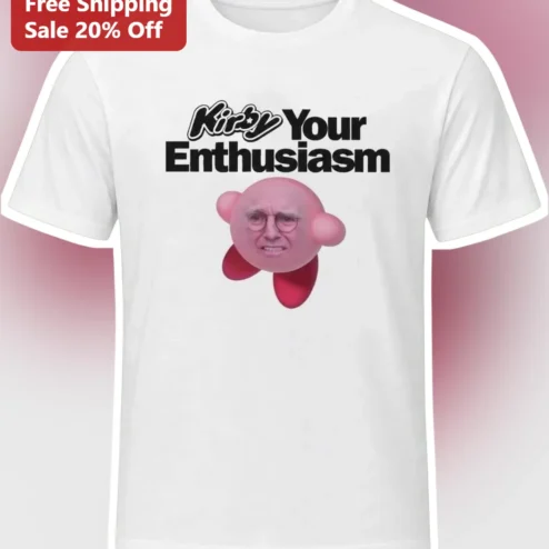 Kirby Your Enthusiasm Tee Larry David Curb Parody Mashup Graphic Shirt for Gamers