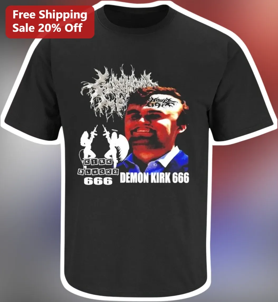 Kirk Blockz Demon Kirk Charlie Kirk Heavy Metal Parody Graphic Tee