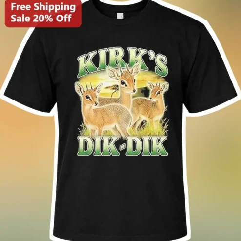 Kirk's Dik-Dik Tee Madoqua Kirkii Wildlife Illustration Retro Sitcom Gift